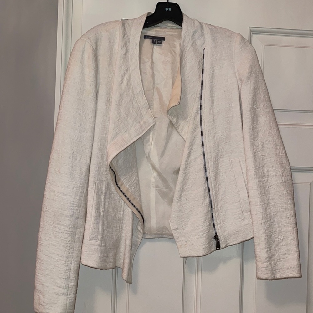 Vince zip up jacket, white linen, great condition
